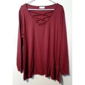 Bobbie Brooks Plus Size Dark Red Blouse, 3X